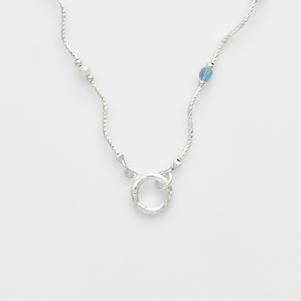 シルバーアクアマリン／淡水パールネックレス｜ネックレス｜アガット
