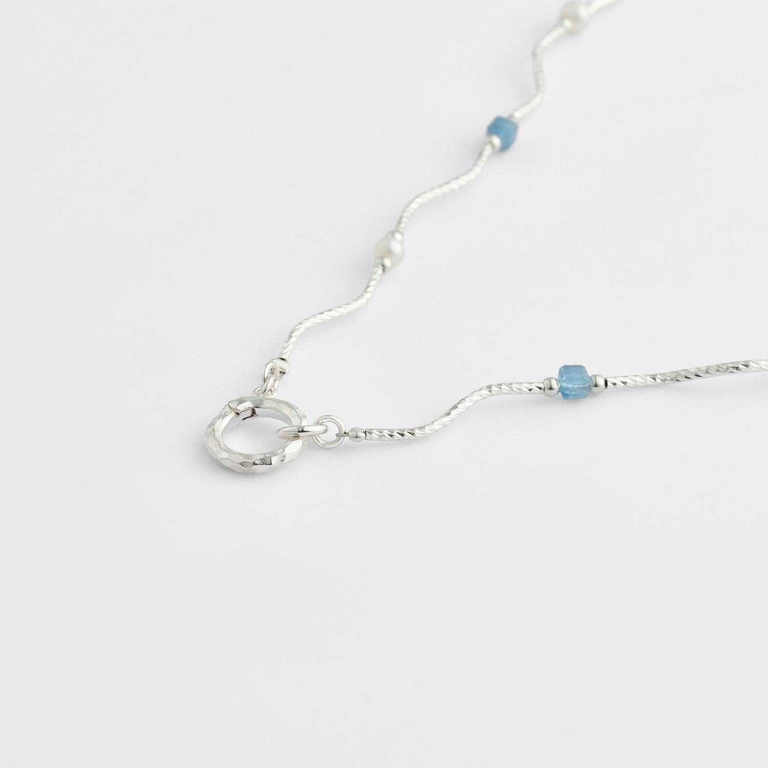 シルバーアクアマリン／淡水パールネックレス｜ネックレス｜アガット