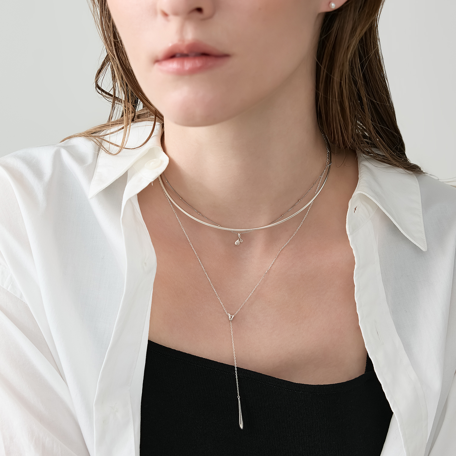 agete ネックレス ドロップ型ストーン ドロップモチーフネックレス（シルバー）｜ネックレス｜アガット 公式