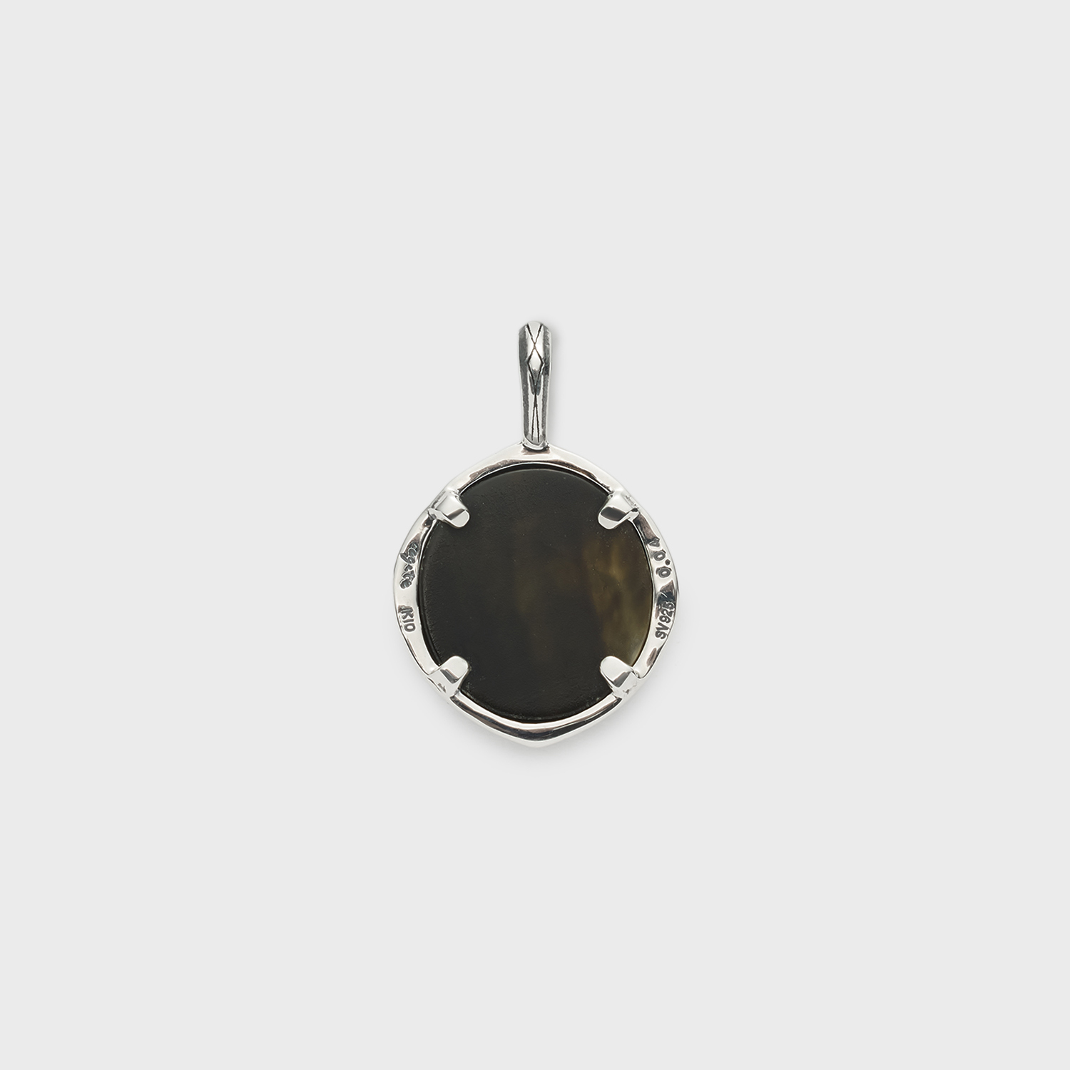 シルバー／K10ブラックシェルネックレスチャーム｜ネックレスチャーム