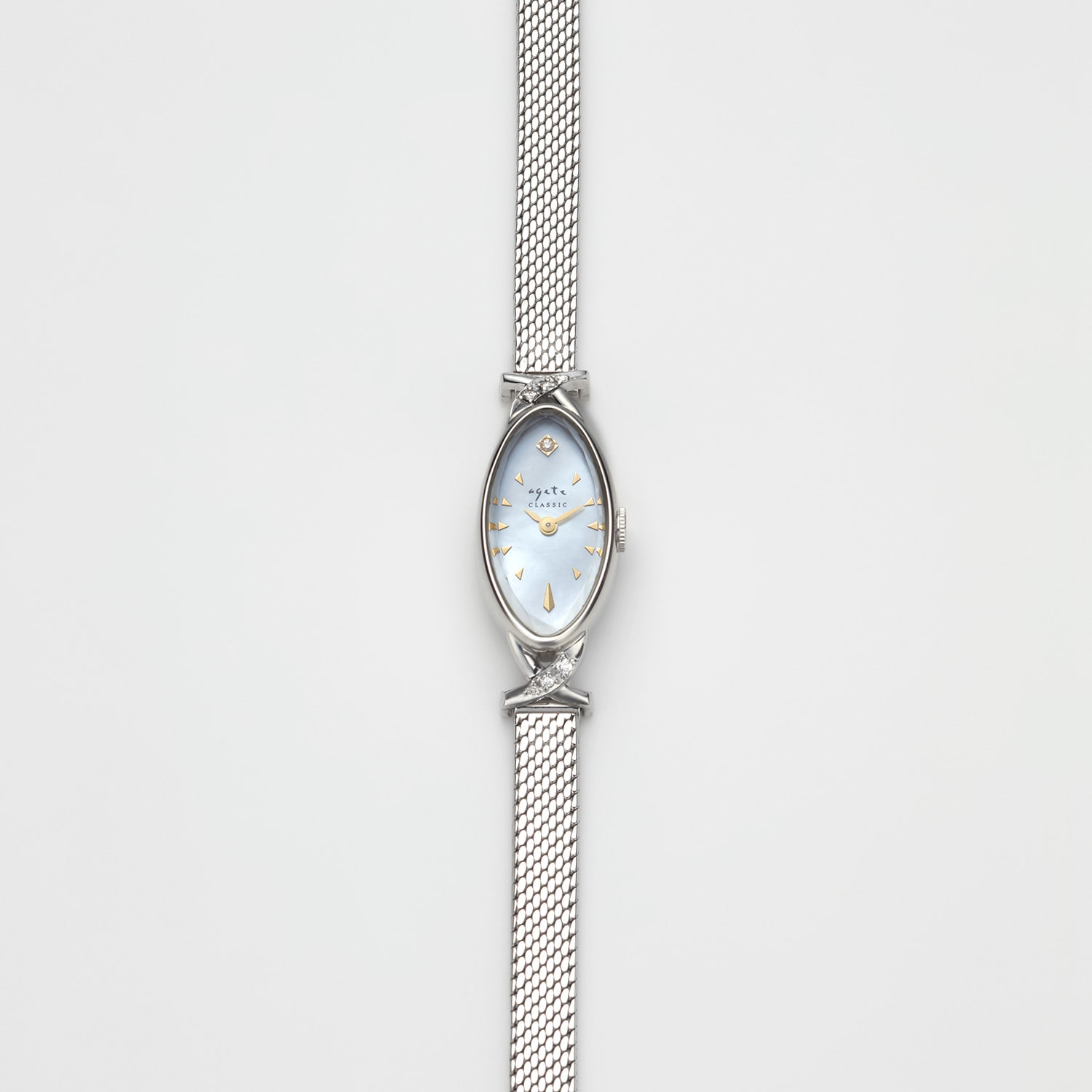 オーバルフェイスジュエリーウォッチ（ホワイトゴールド）｜時計
